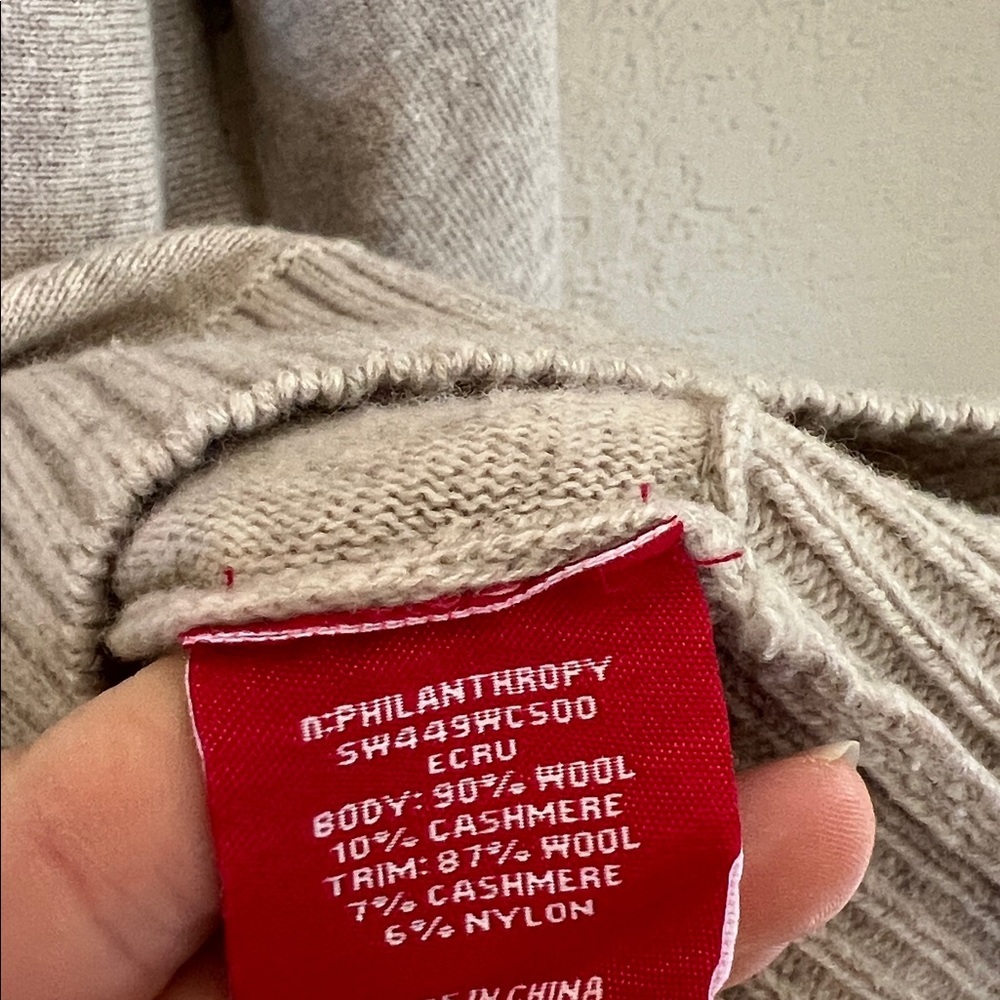 N:philanthropy beige wool cashmere cutout sweater - Picture 6 of 8